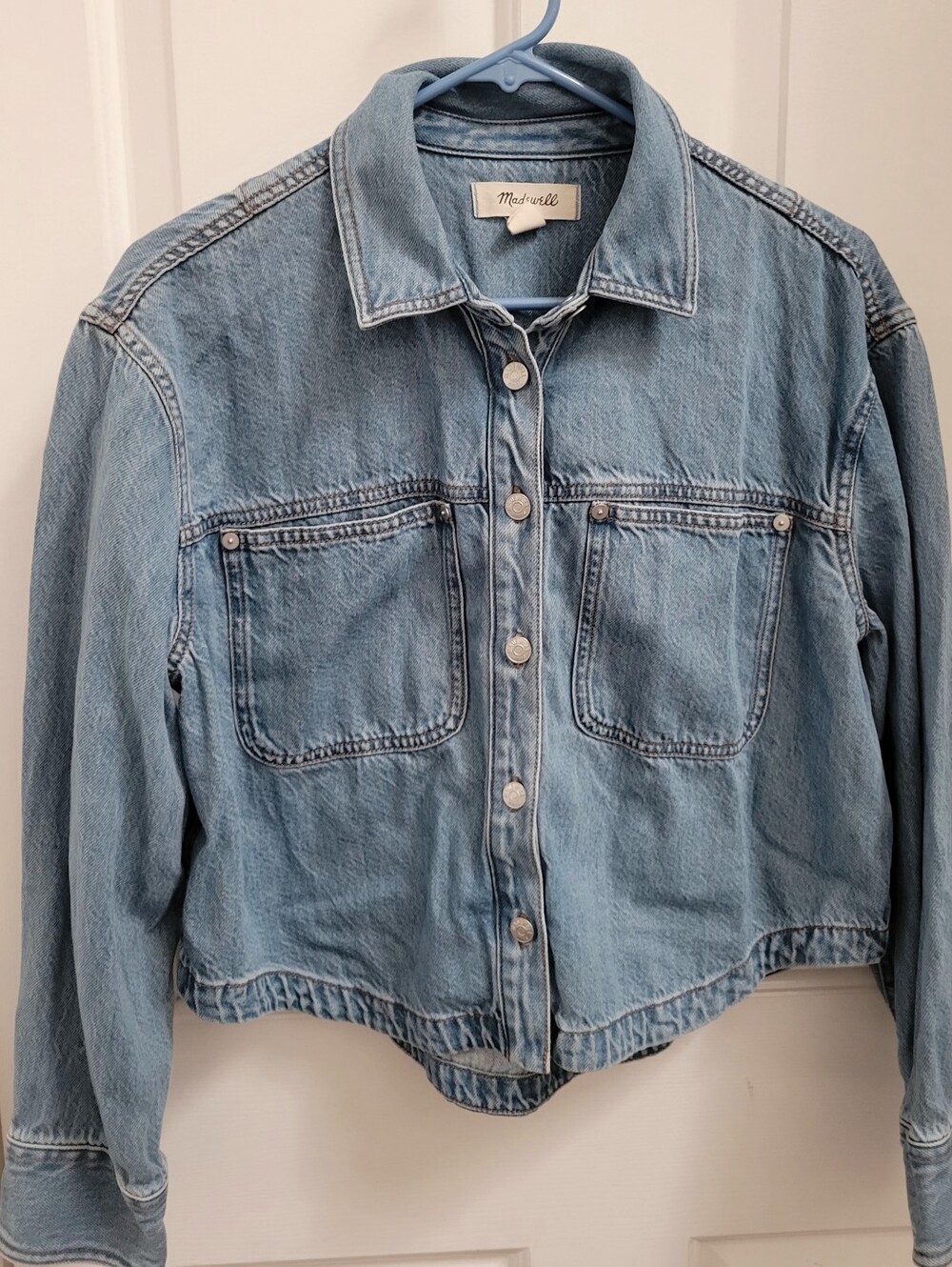 Madewell Washed Blue Cropped Denim Jacket